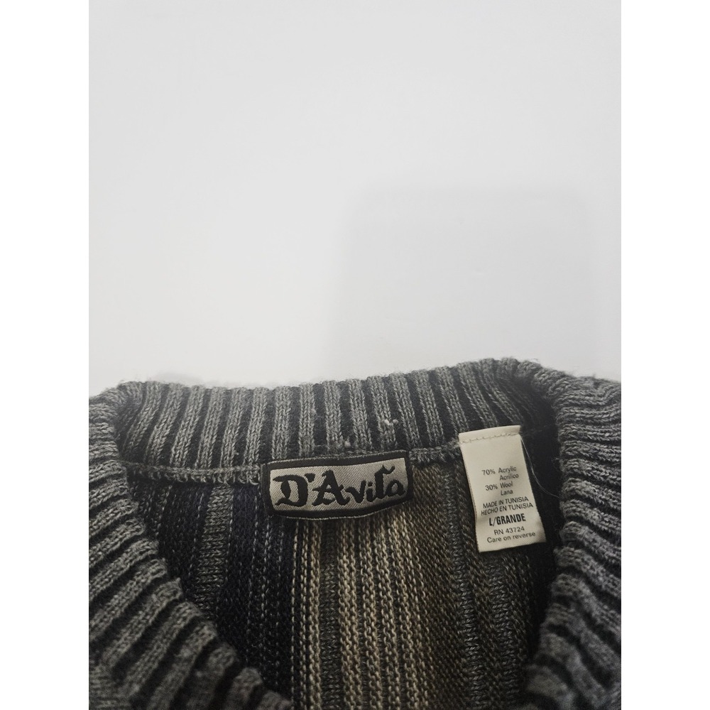 Vintage D'Avila Sweater Mens Size Large Striped Wool Blend Lightweight - Picture 2 of 4